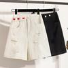 DIMANAF Plus Size Damshorts Byxor Sommar Lösa Jeansshorts Basic Hög Midja Hålbyxor Elastisk Midja Maxi
