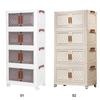 4 Tier Stackable Storage Bins with Lids Doors Wheels Foldable Cabinet Organization Storage Drawer Transparent Organizers Boxes