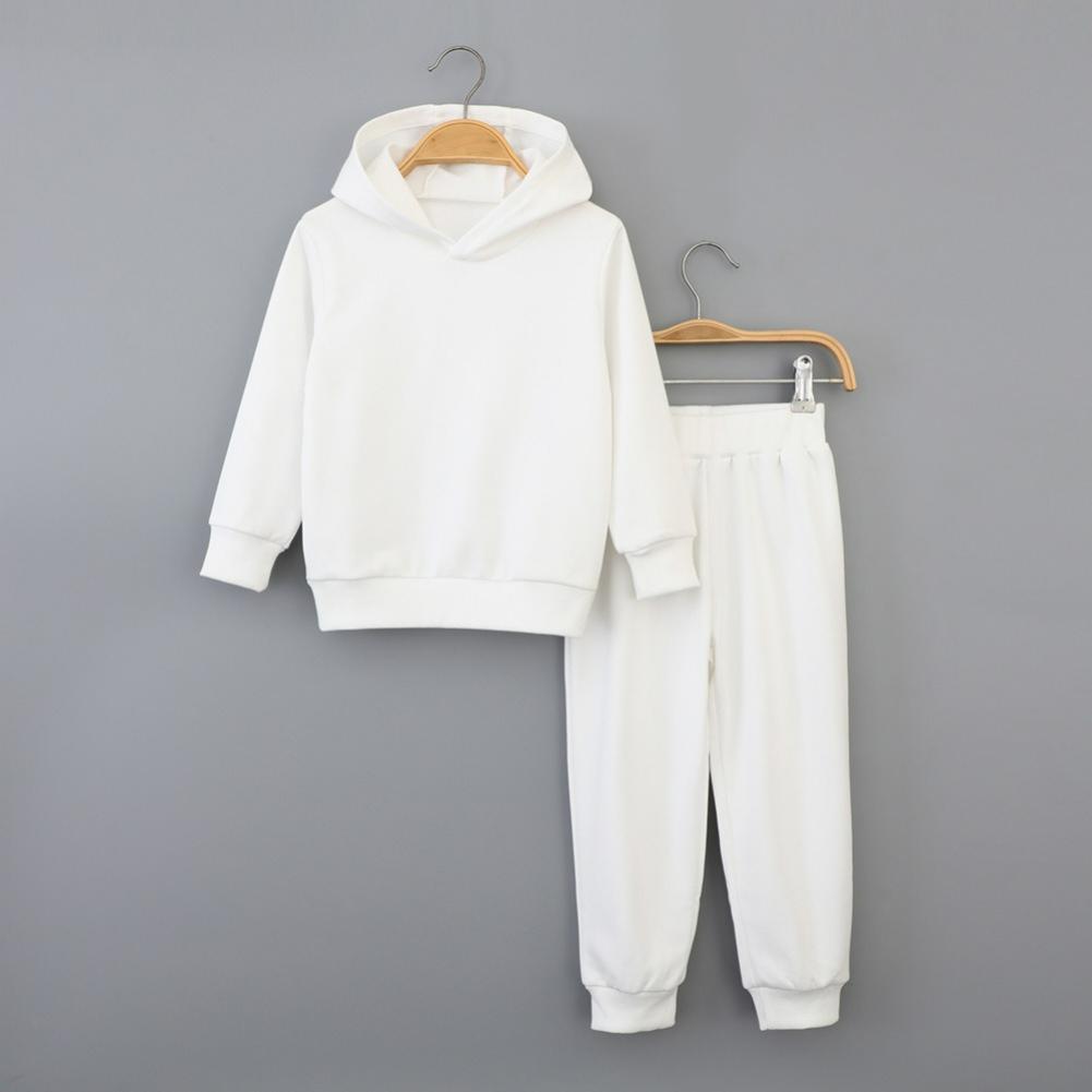 Herbst und Winter Kinder Einfarbig Langarm Hose Pullover Anzug Lässig Kapuzenpullover