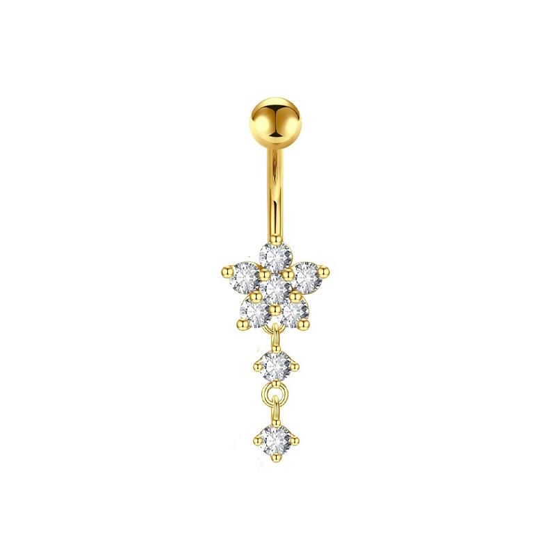 Vynikající sada nerezových zirkonových kroužků do pupíku - Super lesklé šperky pro piercing těla