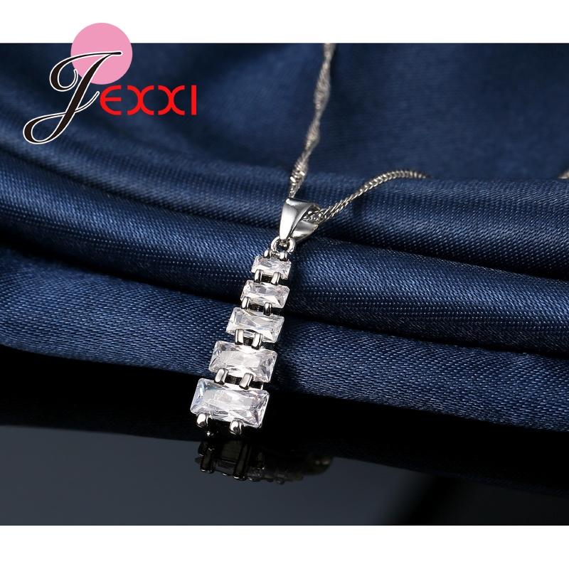 Hot Sell Latest Fashion Girls Tower Design Crystal Drop Earrings Pendant 925 Sterling Silver Jewelry Sets for Women