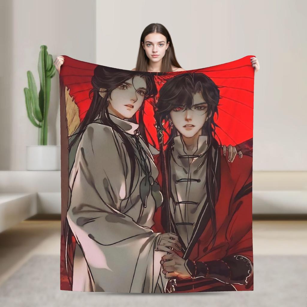 Heaven Official's Blessing Blanket Soft Funny Plush Throw Blanket For Living Room Decorative Flannel Bedspread Bed Cover