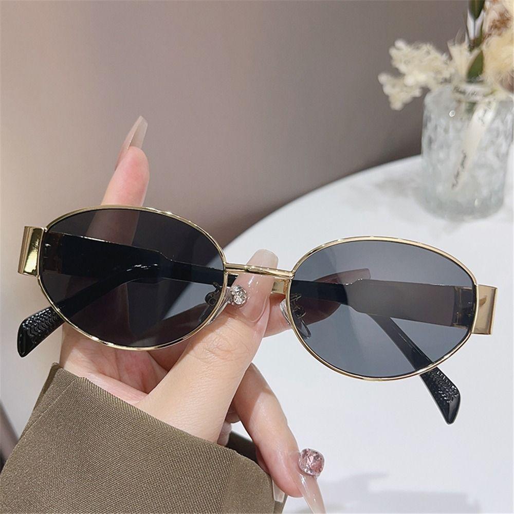 Fashion Metal Frame Oval Sunglasses Uv400 Protection Summer Classic Shades Eyewear For Women & Men
