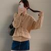 New Arrivals Open Run Women Loose Fit Plain Round Neck Knit Cardigan