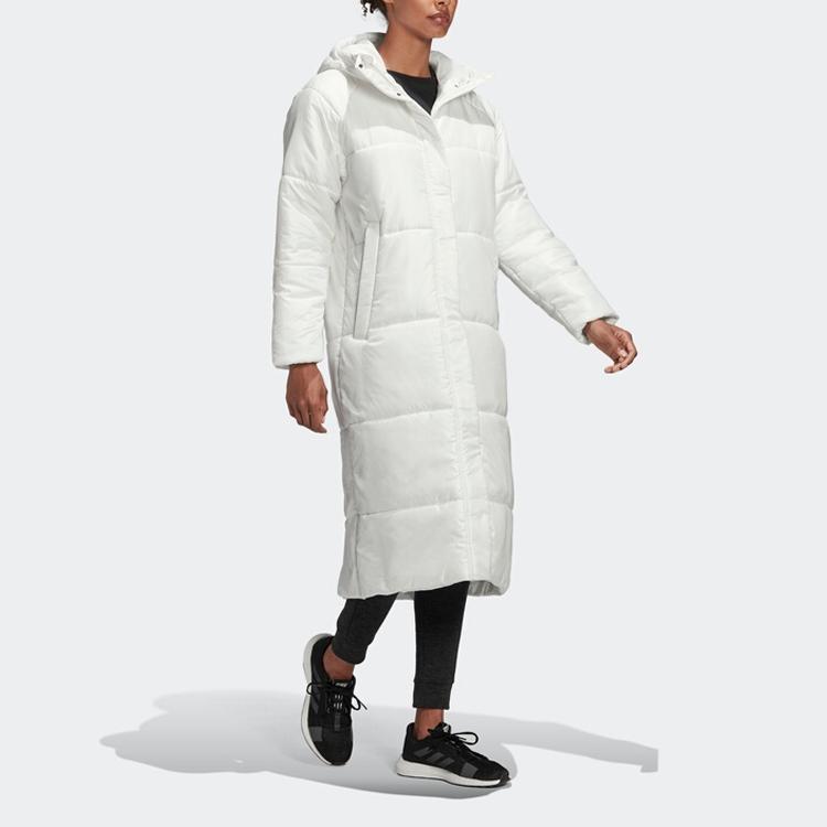 adidas Dames Casual Sportief Warm Lange Katoenen Jas met Capuchon Winter Wit EK4814