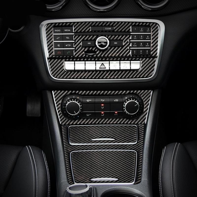 JVC4 Car Styling Carbon Fiber Interior Button Panel Decoration Cover Trim Sticker Frame For Mercedes Benz A Class W176 GLA X156 CLA