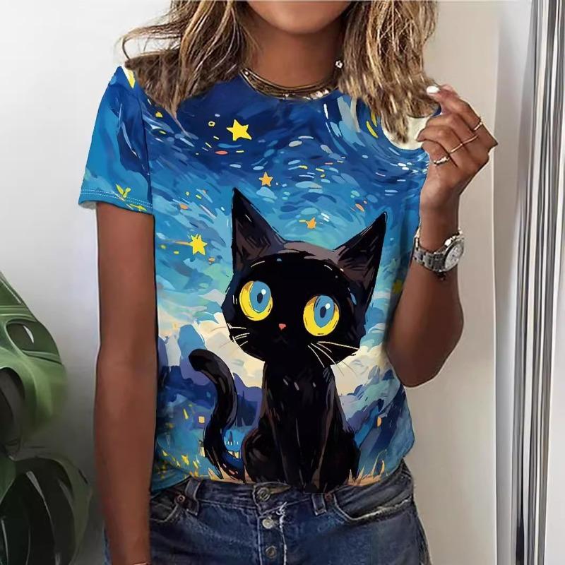 3D Printing Printing Processing for Summer Women's Round Neck T-shirt for Women T-Shirts Women’s