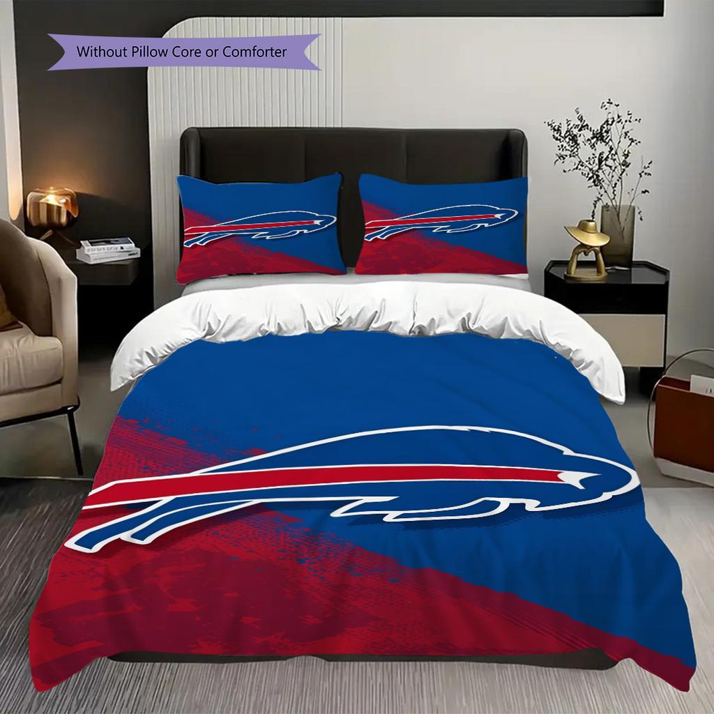 Buffalo Bills Teamgeist Dreiteiliges Set(1 Bettbezug + 2 Kissenbezüge, ohne Füllung)Bettwäscheset Weich und bequem Bettbezug und Kissenbezug