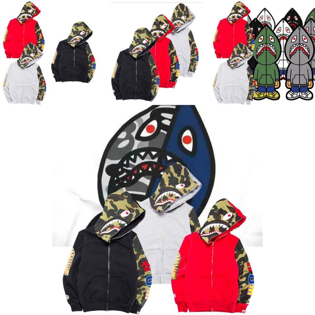 Trendy Shark Camouflage Zip-up Hoodie For Men And Women Featuring Comfortable Cotton Blend Fabric