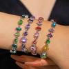 Women Bracelet Irregular Cubic Zirconia Inlaid Adjustable Length Stacking Bracelet Rainbow Color Bracelet Jewelry Gift