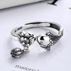 Lucky Koi Silver Adjustable Ring - Women's 925 Sterling Retro Ethnic Style with Lotus Pod and Fish Design for Abundance