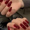 24 Stycken Gelé Blodröd Lång Balettkläder Nagelkonst Färdiga Lösnaglar Nagelkonst Patch Nagelplåster Vattentät Avtagbar Nagel