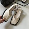Pantofi de dama vintage eleganti de vara Pantofi plati casual Sandale cu varf patrat Sandale de culoare solida
