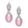 Oxidised Silver-Plated American Diamond Studded Oval Shaped Drop Earrings for Girls and Women