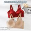 Back buckle oily satin seamless lift female fat large size seamless full fixed cup anti-sagging bra