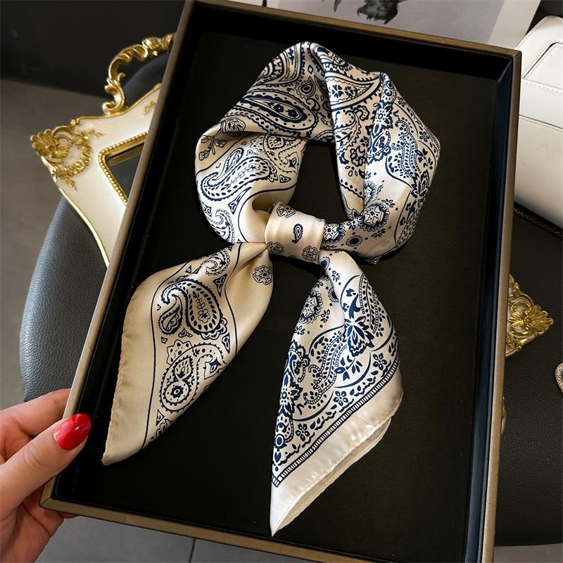 Fashion Print Silk Hairbands Scarf Women Spring New Elagant Floral Bandana Neck Kerchief Head Bands Foulard Female Scarfs