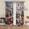 JIT 2 Stück Festliche Hunde-Print Vorhang   Weihnachtsfenster Dekoration   Polyester Stoff   Stangentasche   Urlaubshaus Dekoration