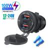 Newest Car Charger QC 3.0 Aluminium 12V/24V Car 3 Port Charger adapter with Switch PD Type C Triple Quickly Charger
