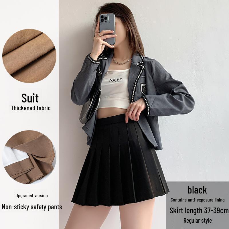 JK Faltenrock mit hoher Taille Schwarz: Sexy & Anti-Falten Sommer-Stil für Frauen