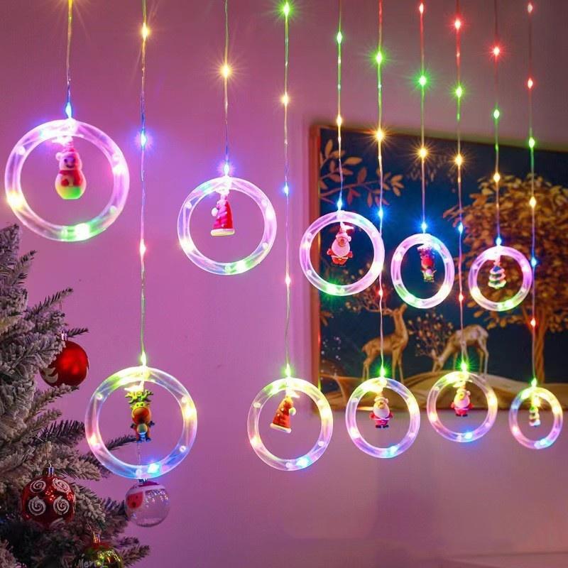 LED Santa Claus Curtain Light Christmas Decoration Home Interior Light String Night Light Christmas Gift New Year Decoration