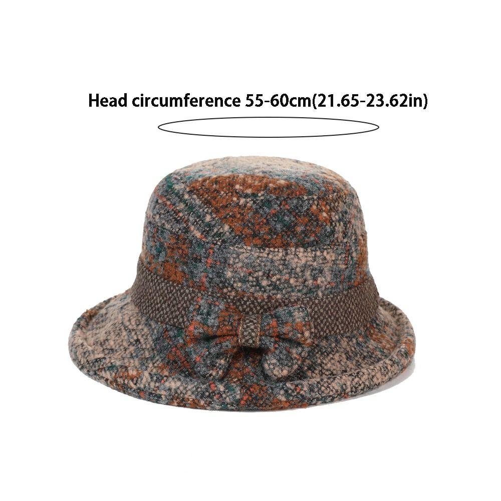 Windproof Women's Woolen Knitted Hat Tweed Bucket Hat Fashion Elderly Beret  Autumn Winter Season