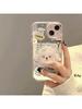 Capa de celular espelhada com suporte para cachorrinhos, linda, para iPhone 15, 14, 13, 12 e 11, capa anti-queda para meninas