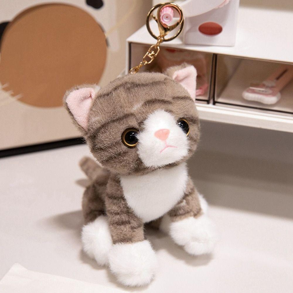 Soft Furry Kitten Plush Toy Stuffed Animal Stuffed Cat Keychain Simulated Cat Doll Girls Gift