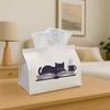 1pc Adorable Tissue Box Design- Featuring a Cat, Book, And Coffee Motif, Made from Sturdy Fabric for Decorative Storage In The Kitchen, Living Room, B