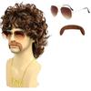 Men's Retro Wig 4 Pack Halloween Party Costume Accessory for Adults