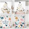 Funny Bathing Cat Dog Cartoon Shower Curtains Dolphin Octopus Sea Turtle Starfish Ocean Animals Bath Curtain Kids Bathroom Decor