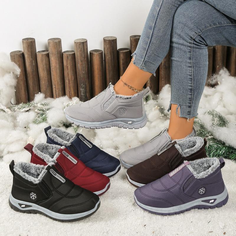 Women’s Fleece-Lined Winter Slip-On Boots, Warm Non-Slip Waterproof Comfort Shoes