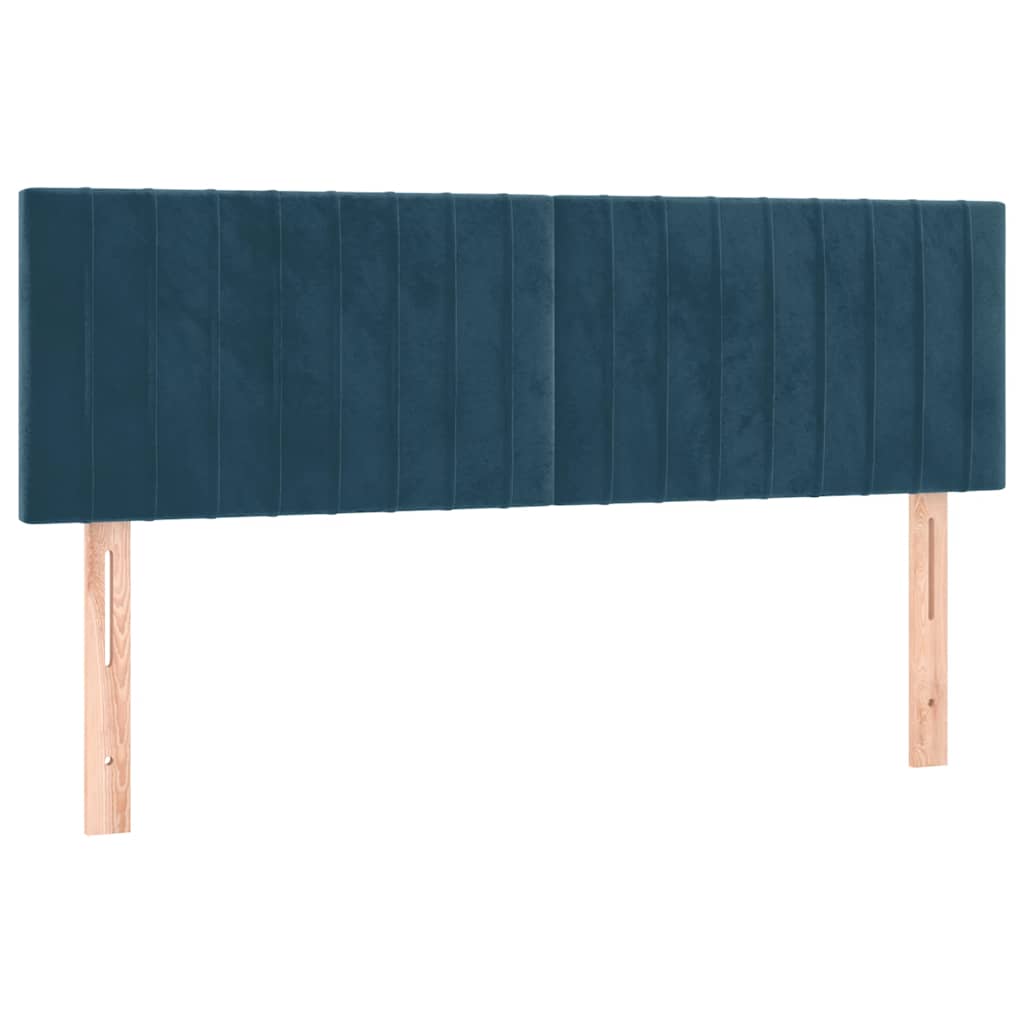 Box Spring Bed with Mattress Dark Blue 140x200 Cm Velvet
