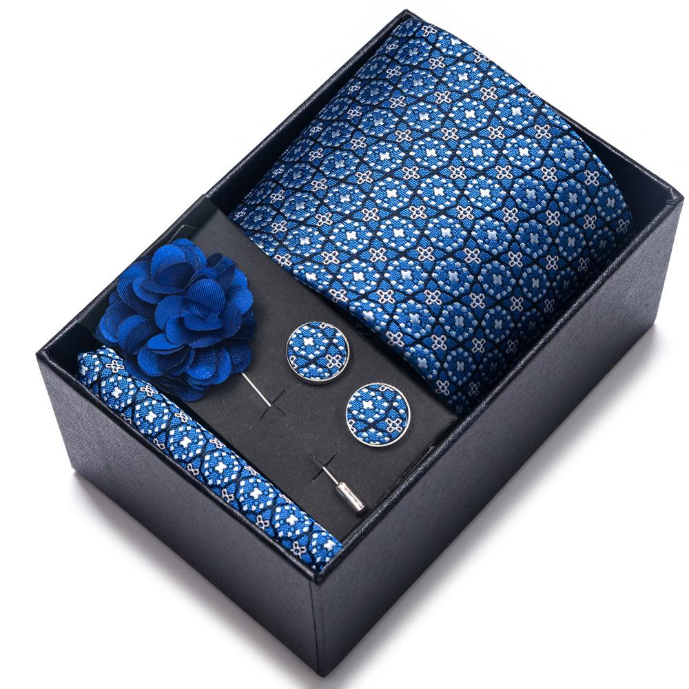 New Tie Men'S Suit Accessories Cufflinks Square Scarf Corsage Tie Premium Suit Gift Box Packaging