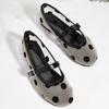 Fashion Shallow Flat Sandals Women Breathable Mesh Black Polka Dot Ballet Flats Comfortable Round Toe Plus Size Mary Jane Shoes
