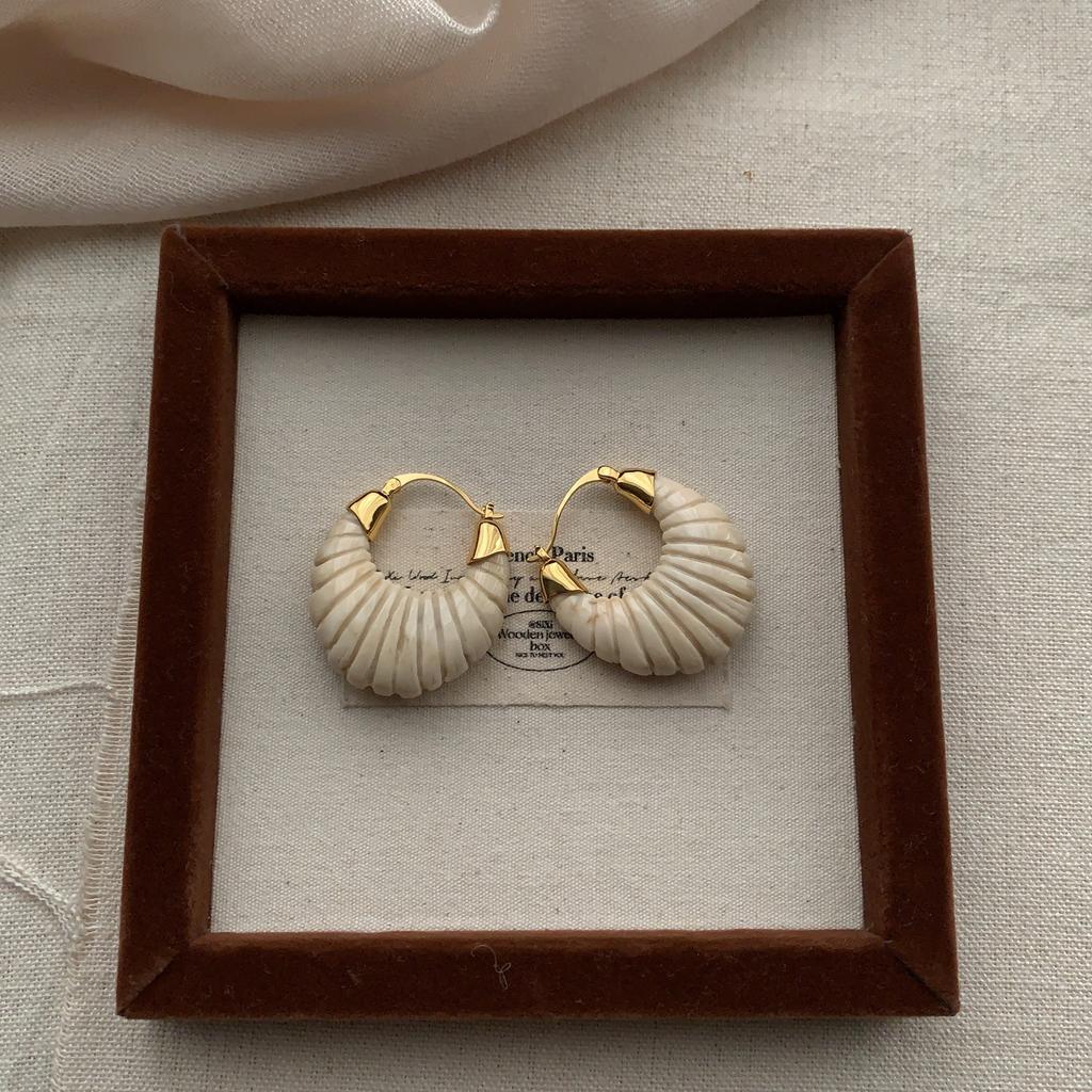 Classic Ring Resin Earrings Ear Buckle Niche Design Premium Retro Light Luxury Amber Autumn And Winter Earrings Earrings