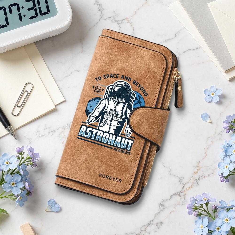 Stylish Astronaut Pattern Long Wallet Fashion Casual Functional Card Holder Daily Use Purse