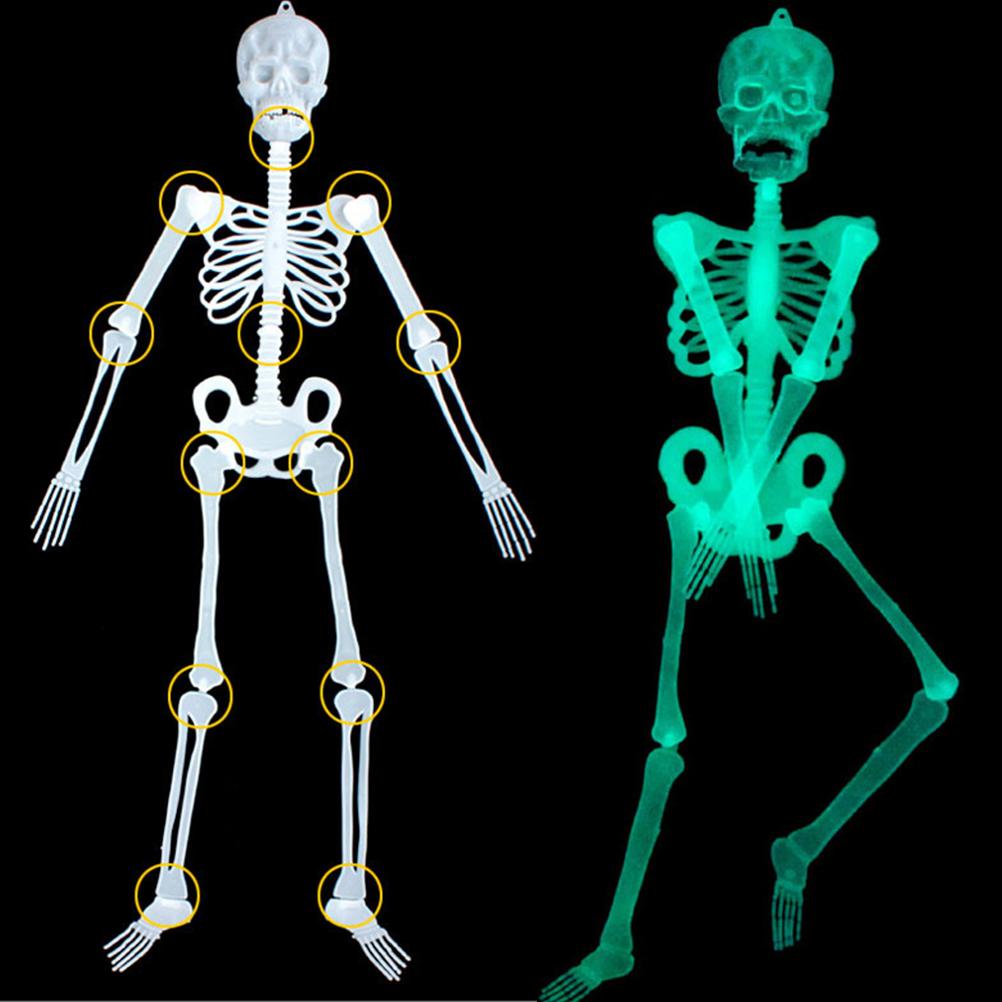 90cm Halloween Luminous Skeleton Hanging Flexible Joints Skeleton Outdoor Crazy Scary Hanging Props