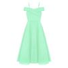 Kids Girls Elegant Chiffon Party Dress Off Shoulder Adjustable Strap Floor Length Evening Gown