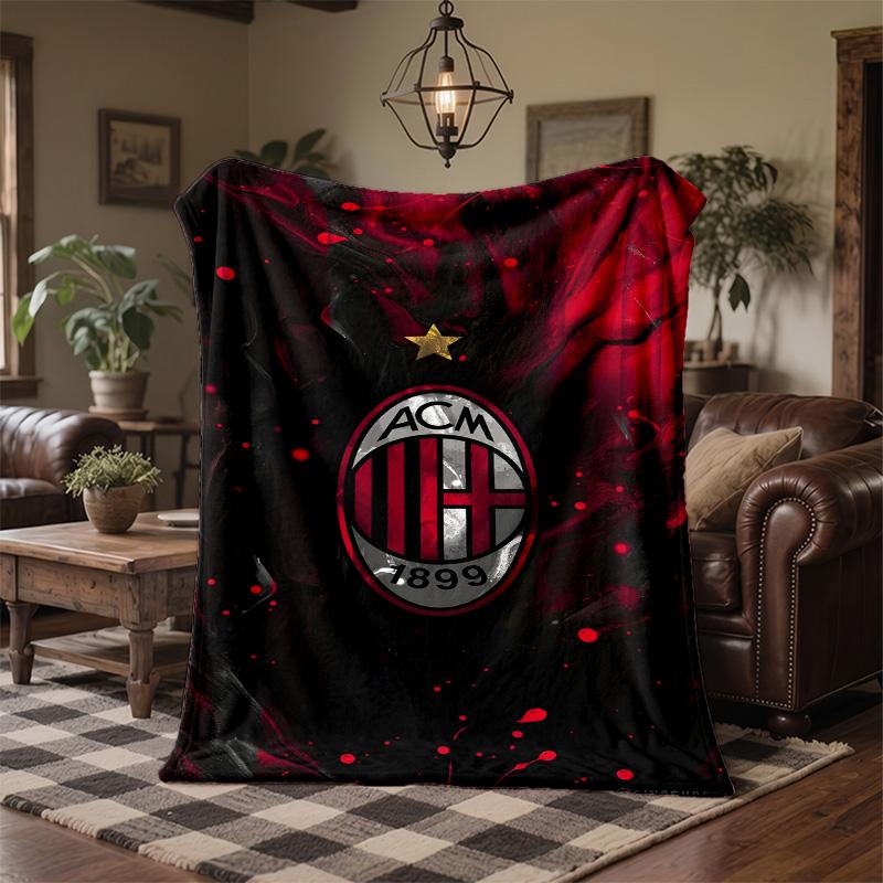 Couverture Flanelle Imprimée AC Milan Douce Chaude Jeté de Canapé Lit Pour Maison Bureau Chambre