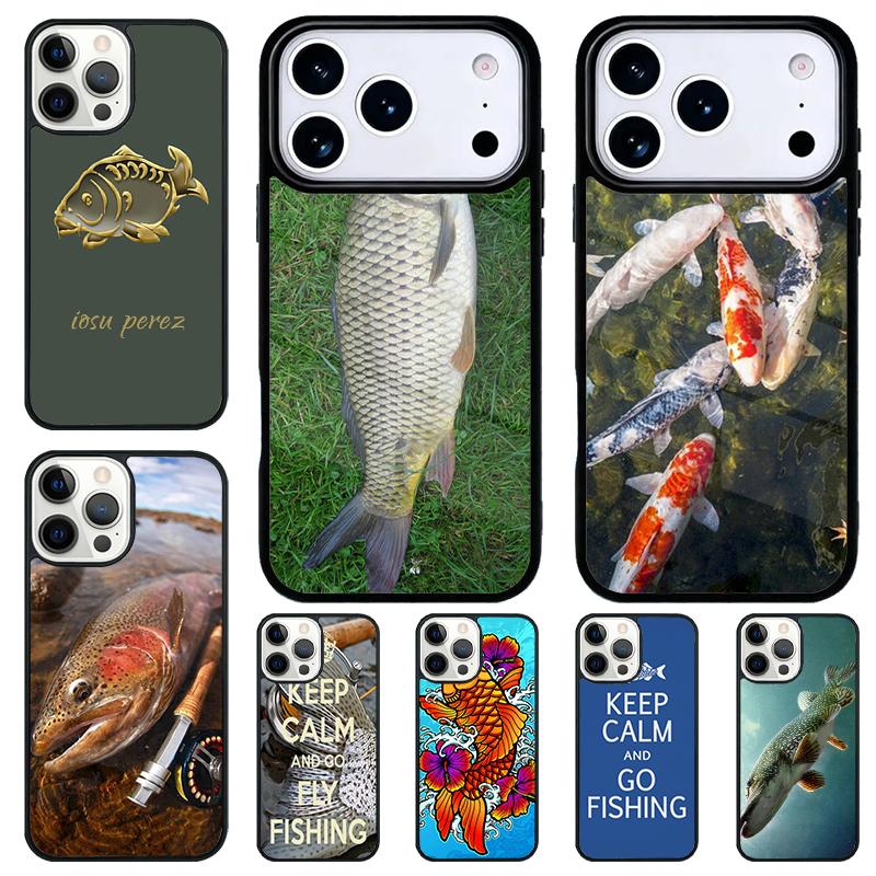 FISHING 3 RODS BY LAKE Fish Colored Phone Case for iPhone 17 Air 16 15 11 12 14 13 Pro Max Shockproof Cover