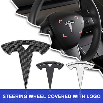 1 Stuks Auto Stuurwiel Sticker Embleem Logo Decal Badge Voor Tesla Model S Model X Model Y Cybertruck Model 3 Model Y