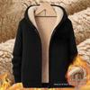 Men's Zip-Up Lambswool Fleece-Lined Hoodie - Black