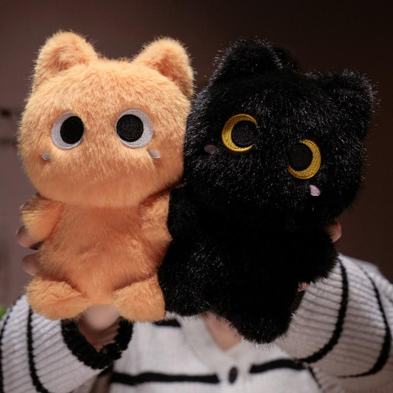 Petit Chat Super Mignon Poupée en Peluche Kawaii Animal en Peluche Chat Noir Coussin Peluche Jouets Cadeau d'Anniversaire Noël pour Enfants