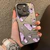 Fashion Butterfly Black Purple Color IMD Phone Case For iPhone 16 Pro Max 15 14 13 12 11 XS X XR 7 8 Plus SE 2020 Plating Cover