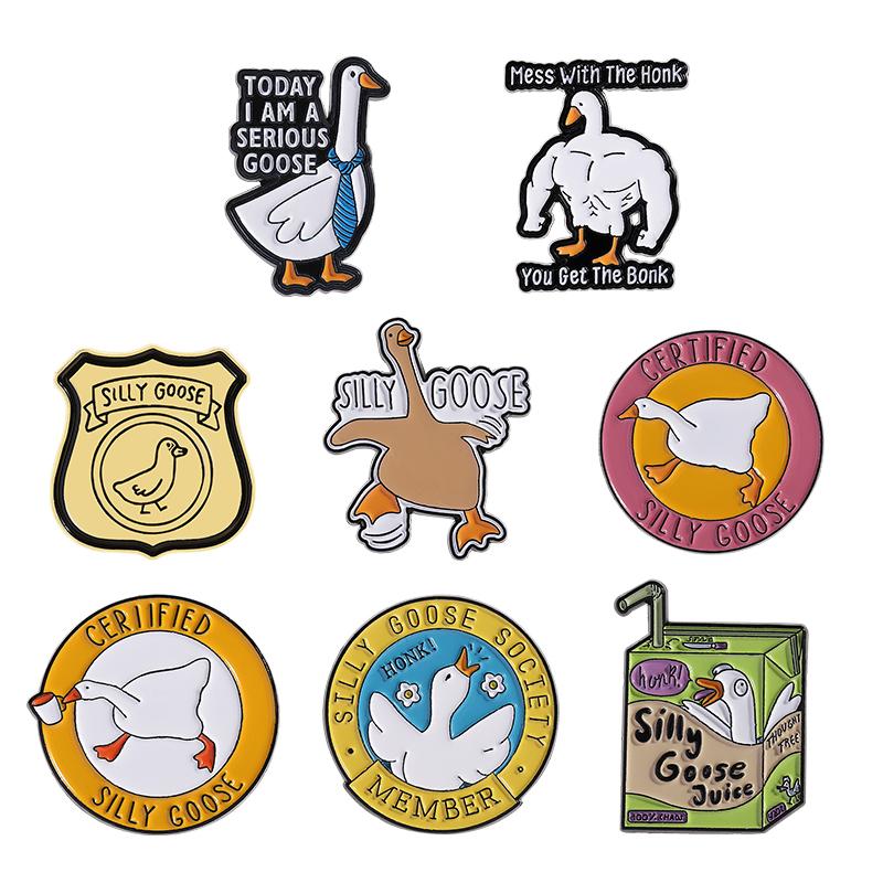 5-7PCS/SET Enamel Pins Custom Silly Goose Club Brooches Lapel Badges Clothes Animal Jewelry Gift for Friends