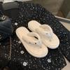 Fashion Soft Sole Casual Wear Bread Slippers 2024 Summer Muffin with Shoes Fairy Wind Thick Sole Two Wear Slip-on Soft Sole Half Drag