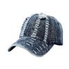 Ripped denim black American baseball cap women's summer enlarged deepened cap men's wide brim sports hat