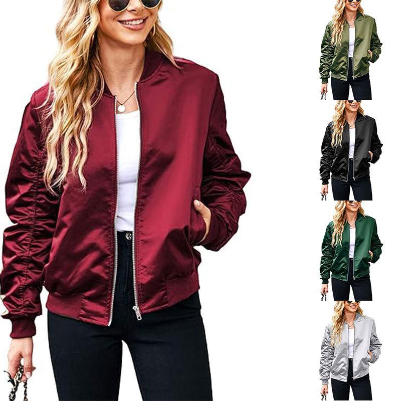 Bomber Jacket Dámské bundy na zip Ležérní bundy Kabát Oversized s kapsami Podzimní oblečení