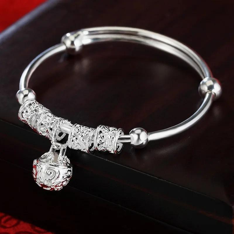 Bracelets en argent Sterling 925 avec cloches creuses et boules réglables, cadeaux de vacances à la mode, bijoux de fête de mariage