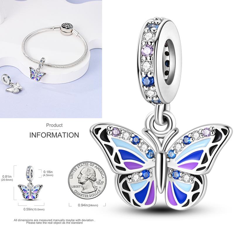 Copper Metal Dragonfly Butterfly Pendant Bead Component Charm Bead Components Bead Component Compatible With Authentic Original Bracelet High Quality